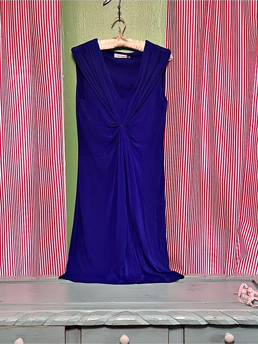 Calvin Klein Gathered Maxi Dress in Blue Size Medium Like New